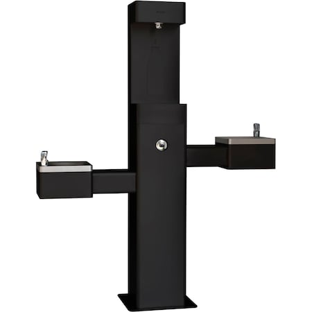 Global Industrial Outdoor Bottle Filling Station & Bi-Level Fountain w/ Filter, Black 761220BKF